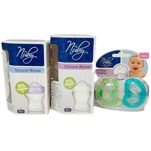 Nuby Baby Bottles Natural Silicone Nurser Nipples and Softflex Soother Pacifiers